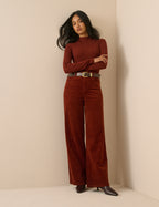 Rust Orange Cord High Rise Soho Wide Leg Jeans