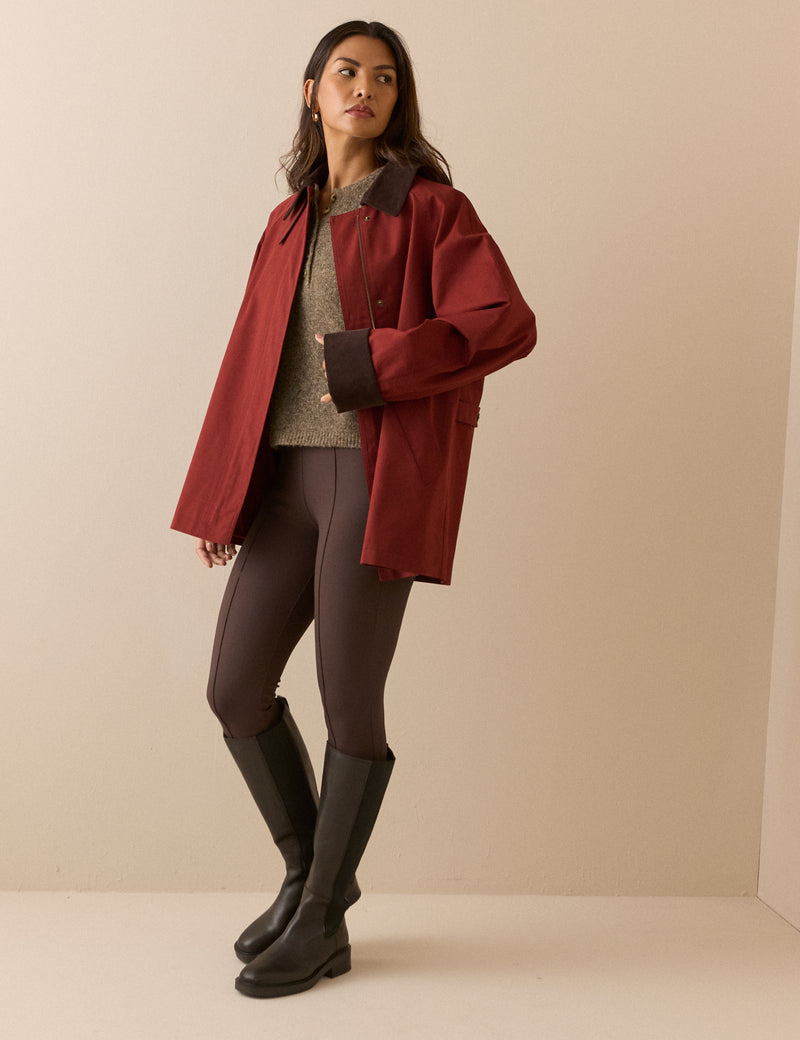 Red Cord Detail Barn Jacket