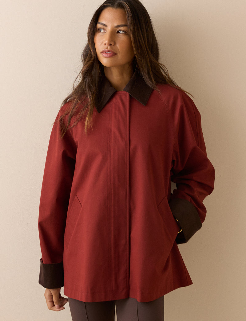 Red Cord Detail Barn Jacket
