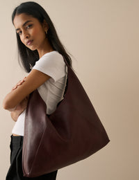 Burgundy Leather Slouch Bag