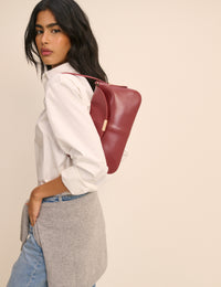 Red Leather Foldover Bag