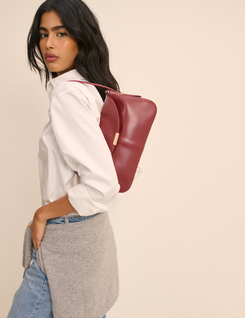 Red Leather Foldover Bag