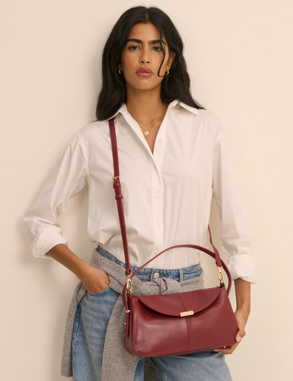 Red Leather Foldover Bag
