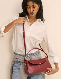 Red Leather Foldover Bag