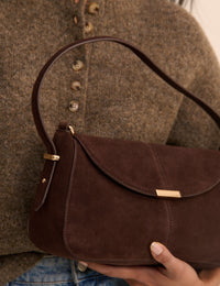 Chocolate Brown Suede Foldover Bag