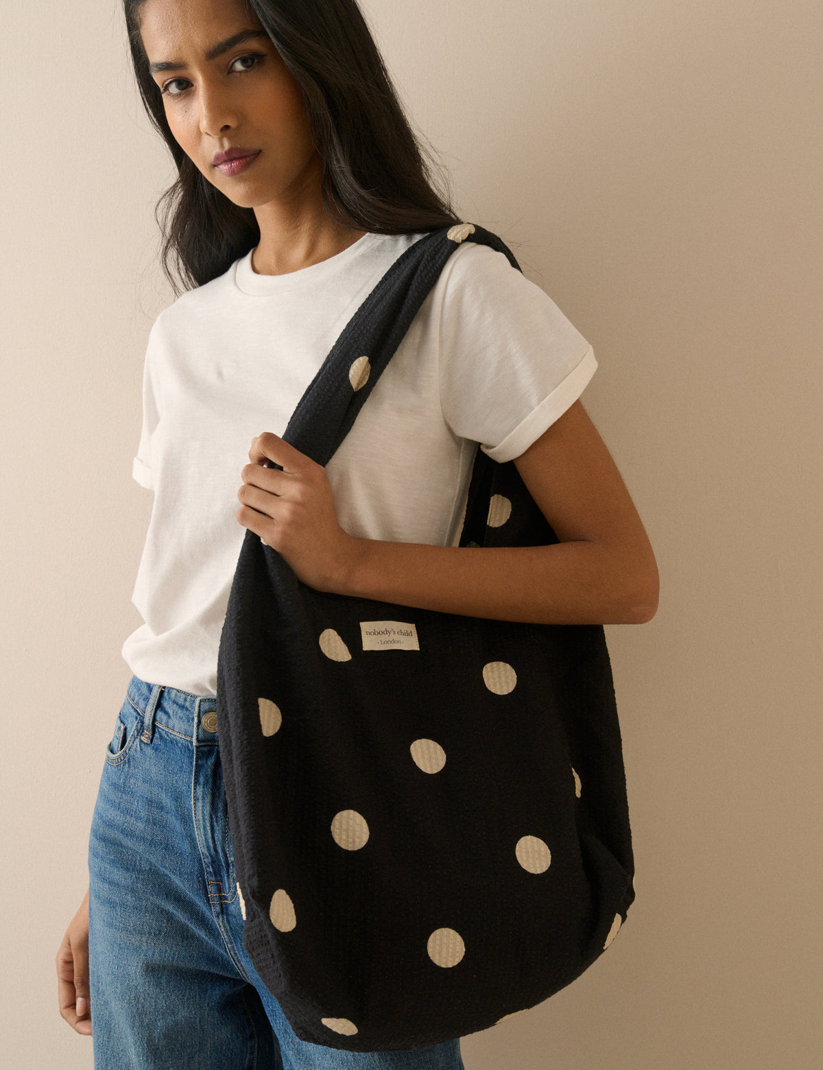Black and White Polka Dot Tote Bag