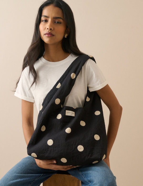 Black and White Polka Dot Tote Bag