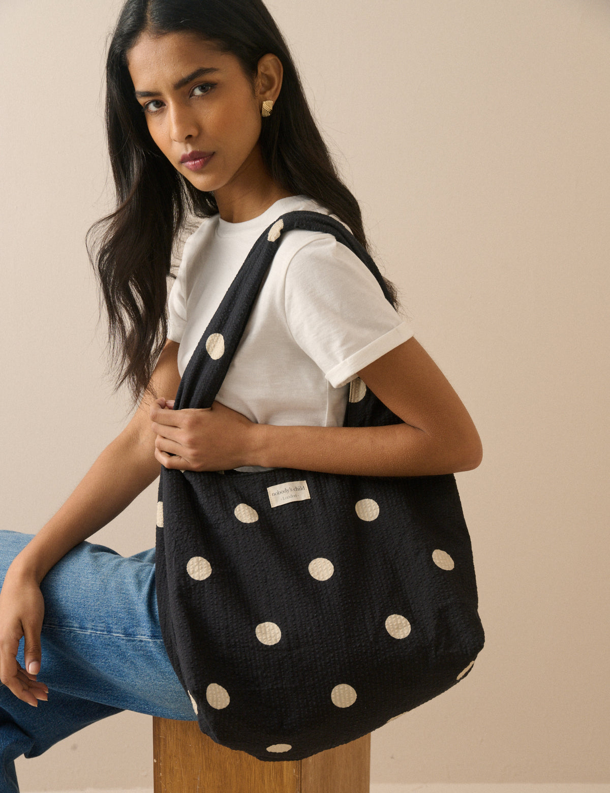 Black and White Polka Dot Tote Bag