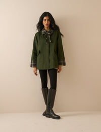 Khaki Tartan Trim Country Jacket