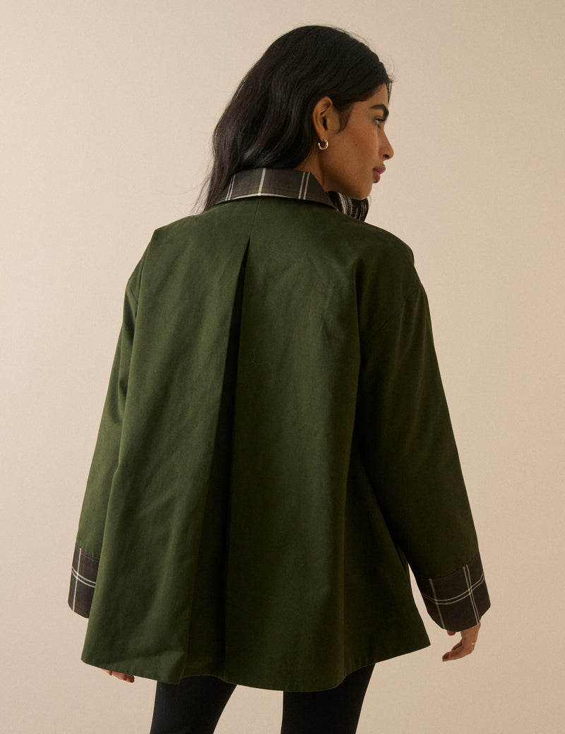 Khaki Tartan Trim Country Jacket