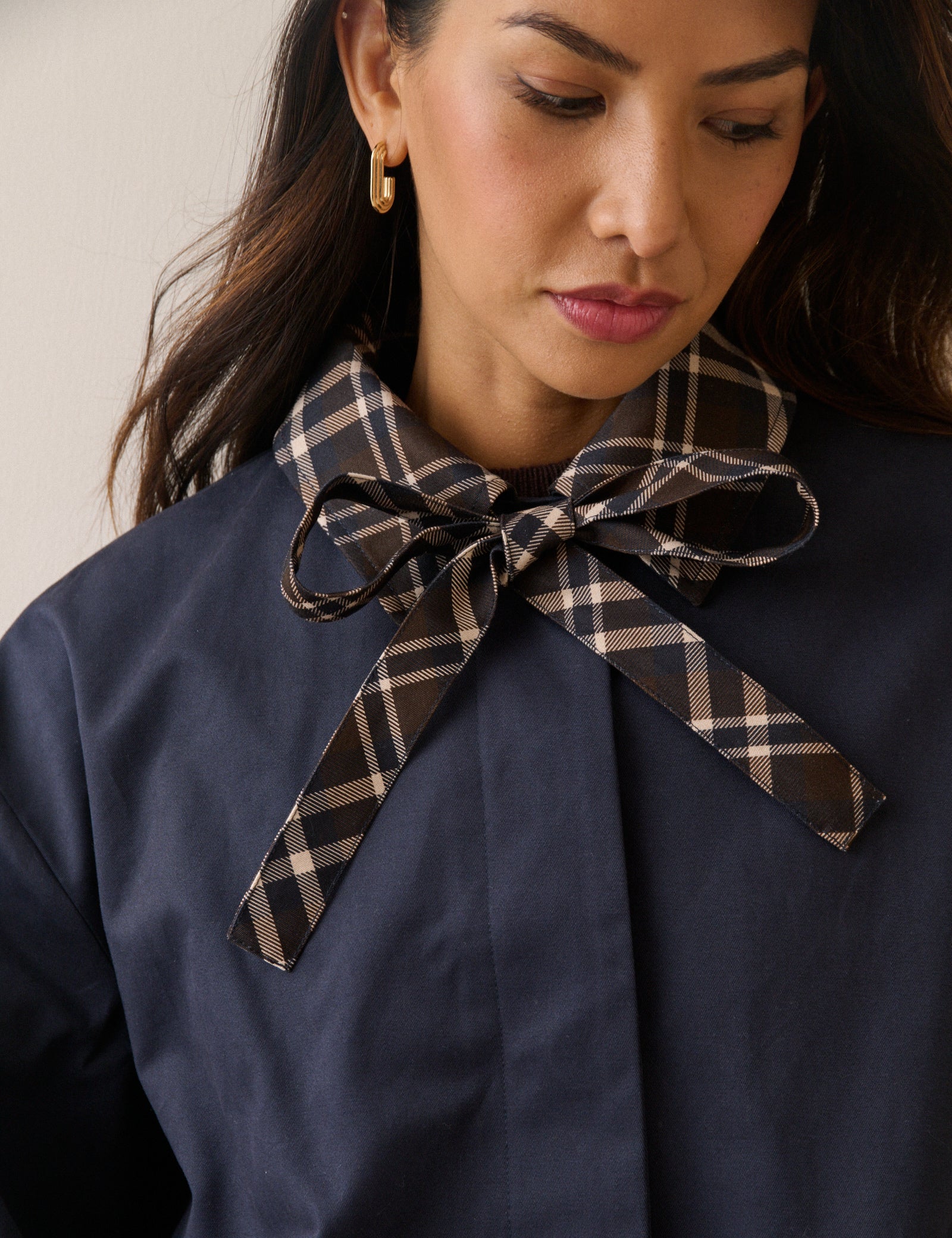 Navy Tartan Trim Country Jacket