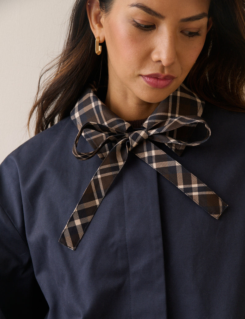 Navy Tartan Trim Country Jacket