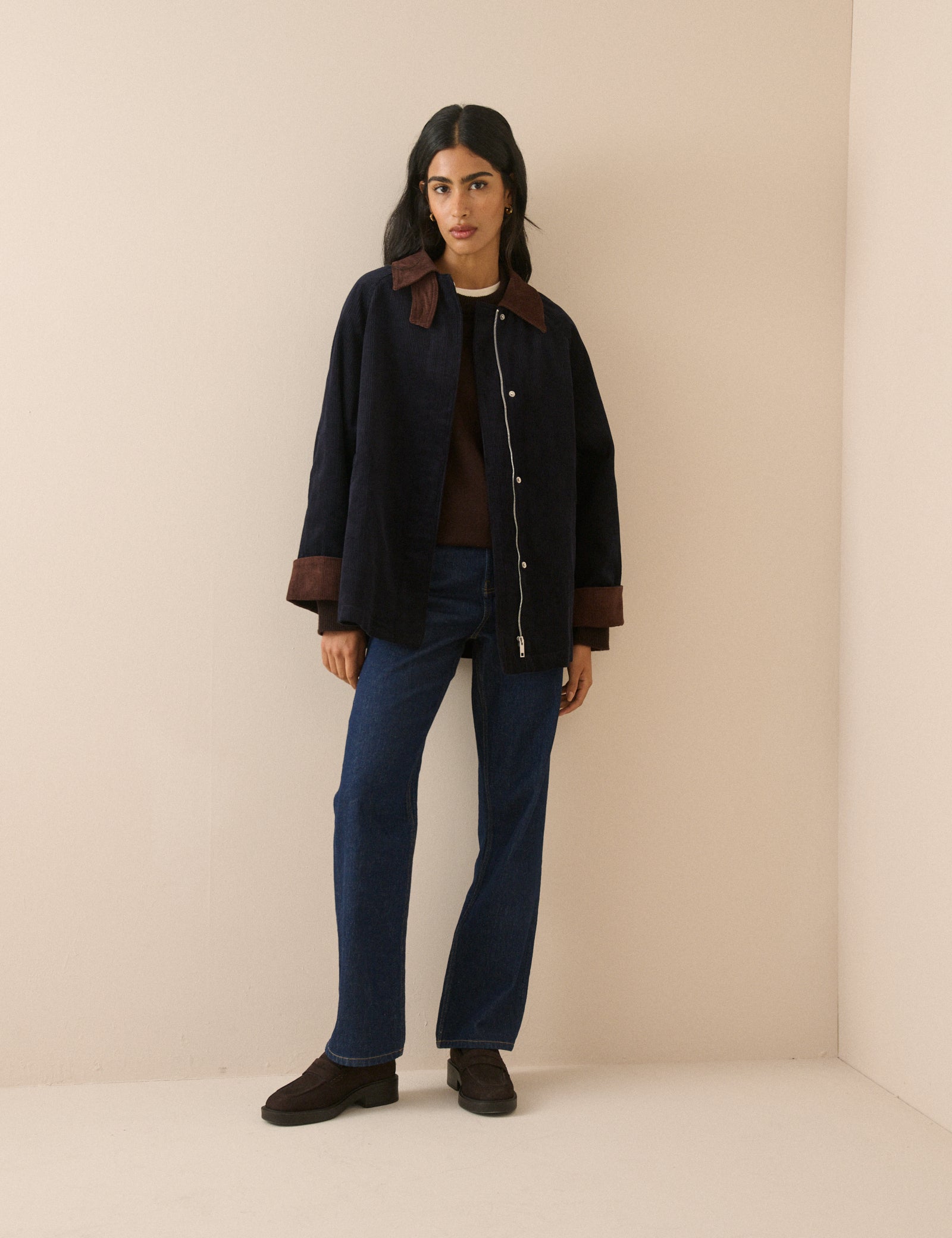 Navy Cord Detail Barn Jacket