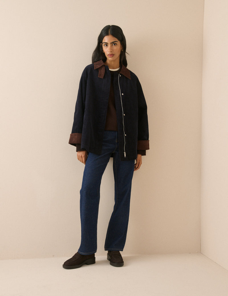 Navy Cord Detail Barn Jacket