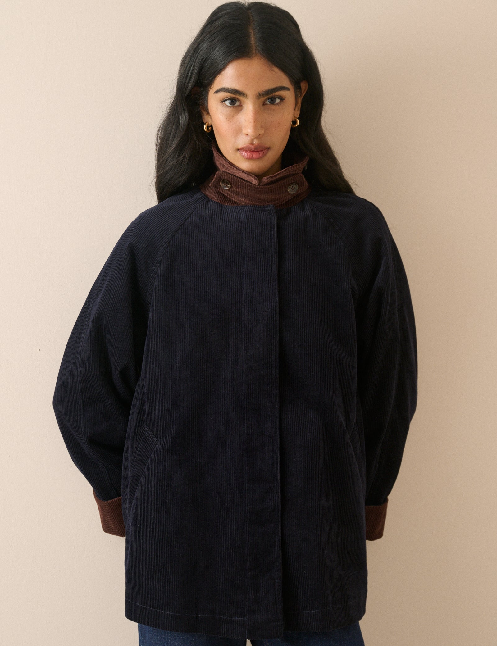 Navy Cord Detail Barn Jacket