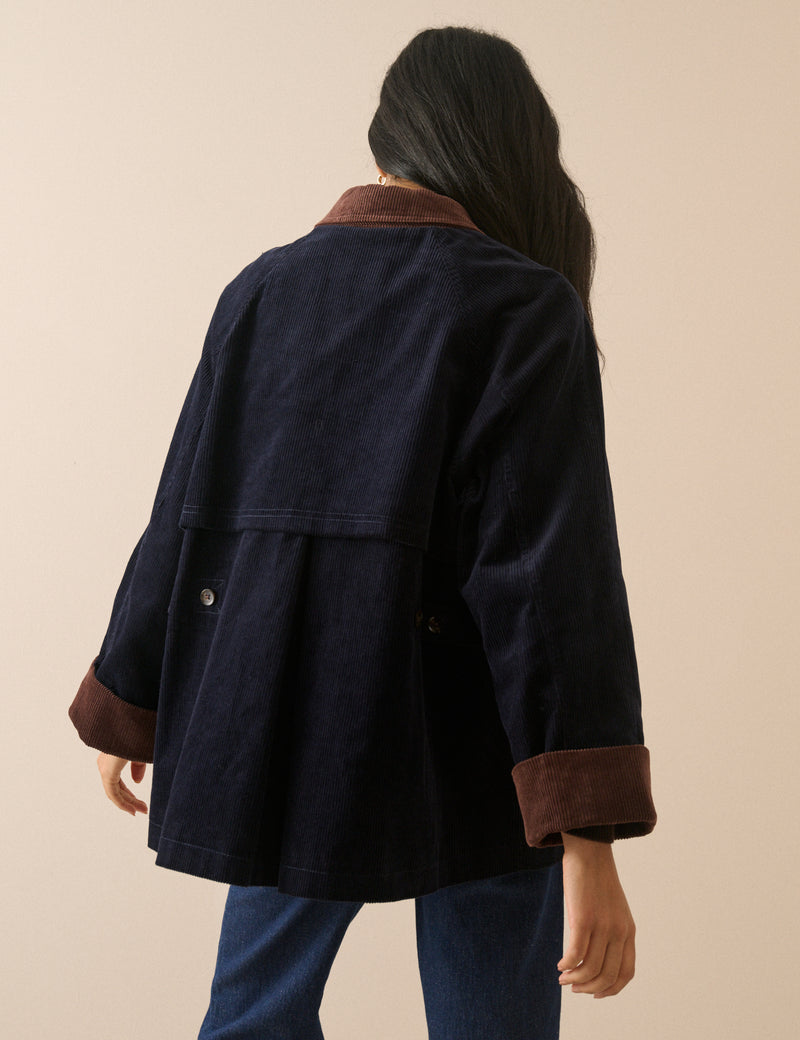 Navy Cord Detail Barn Jacket