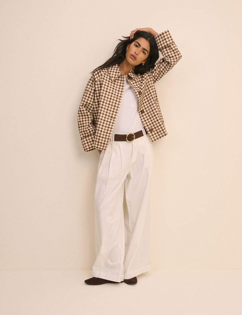 Brown Gingham Oyanti Swing Jacket