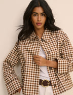 Brown Gingham Oyanti Swing Jacket