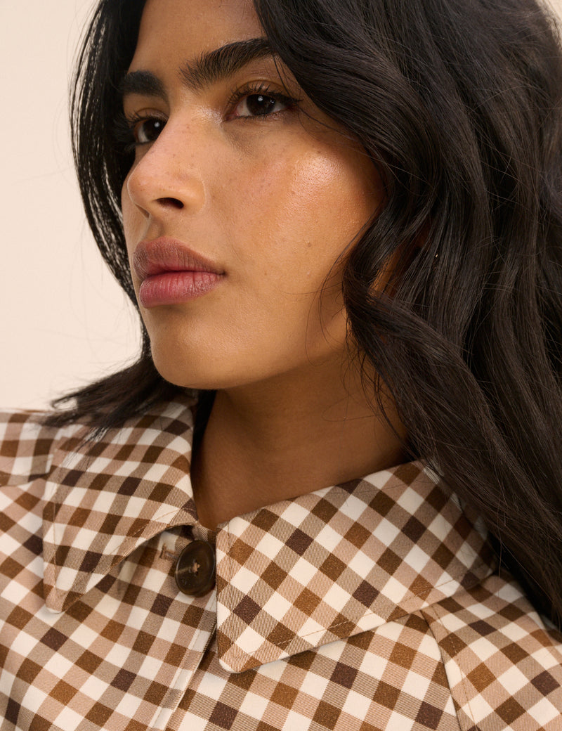 Brown Gingham Oyanti Swing Jacket