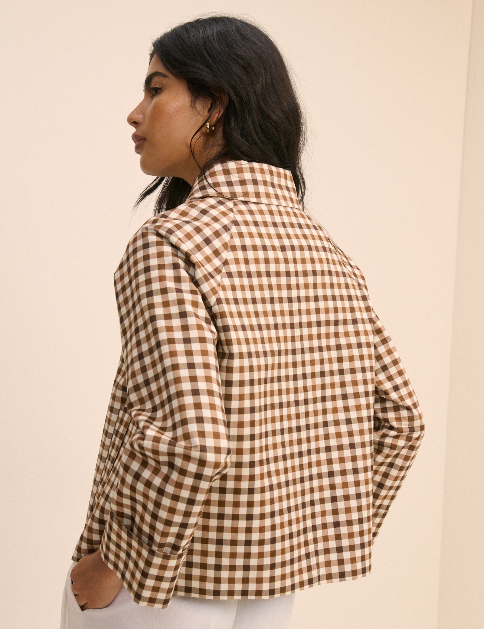 Brown Gingham Oyanti Swing Jacket