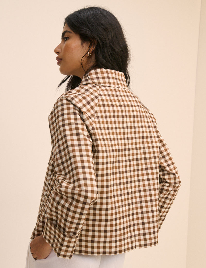 Brown Gingham Oyanti Swing Jacket