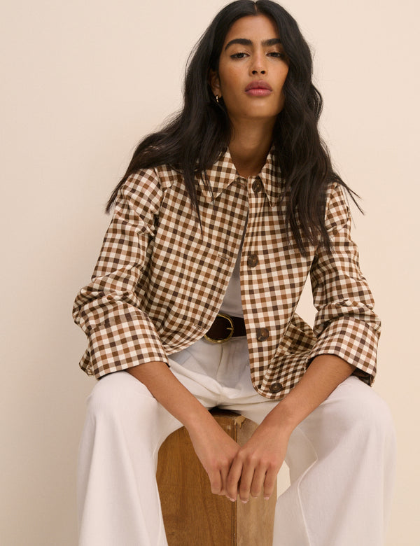 Brown Gingham Oyanti Swing Jacket