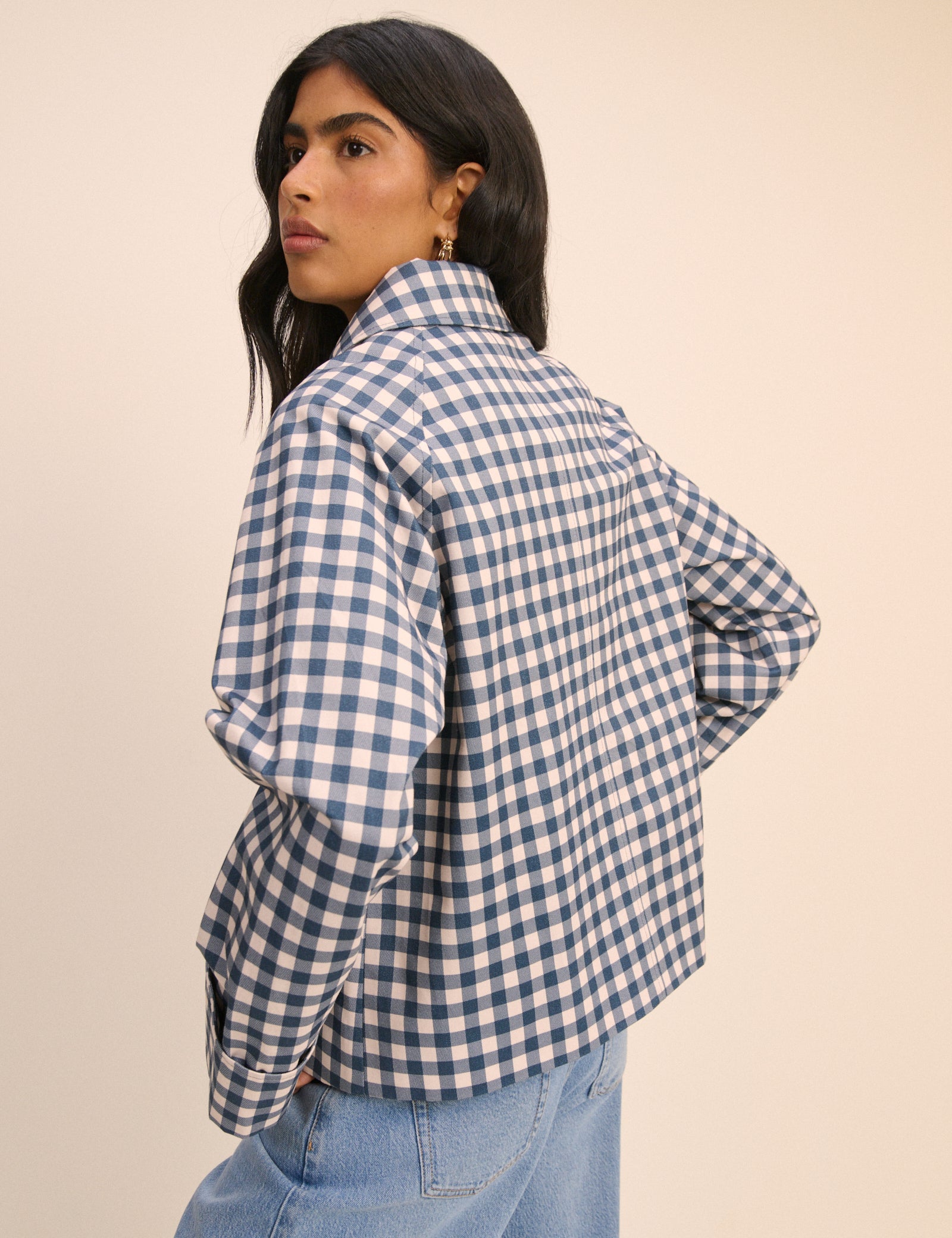 Blue Gingham Oyanti Swing Jacket