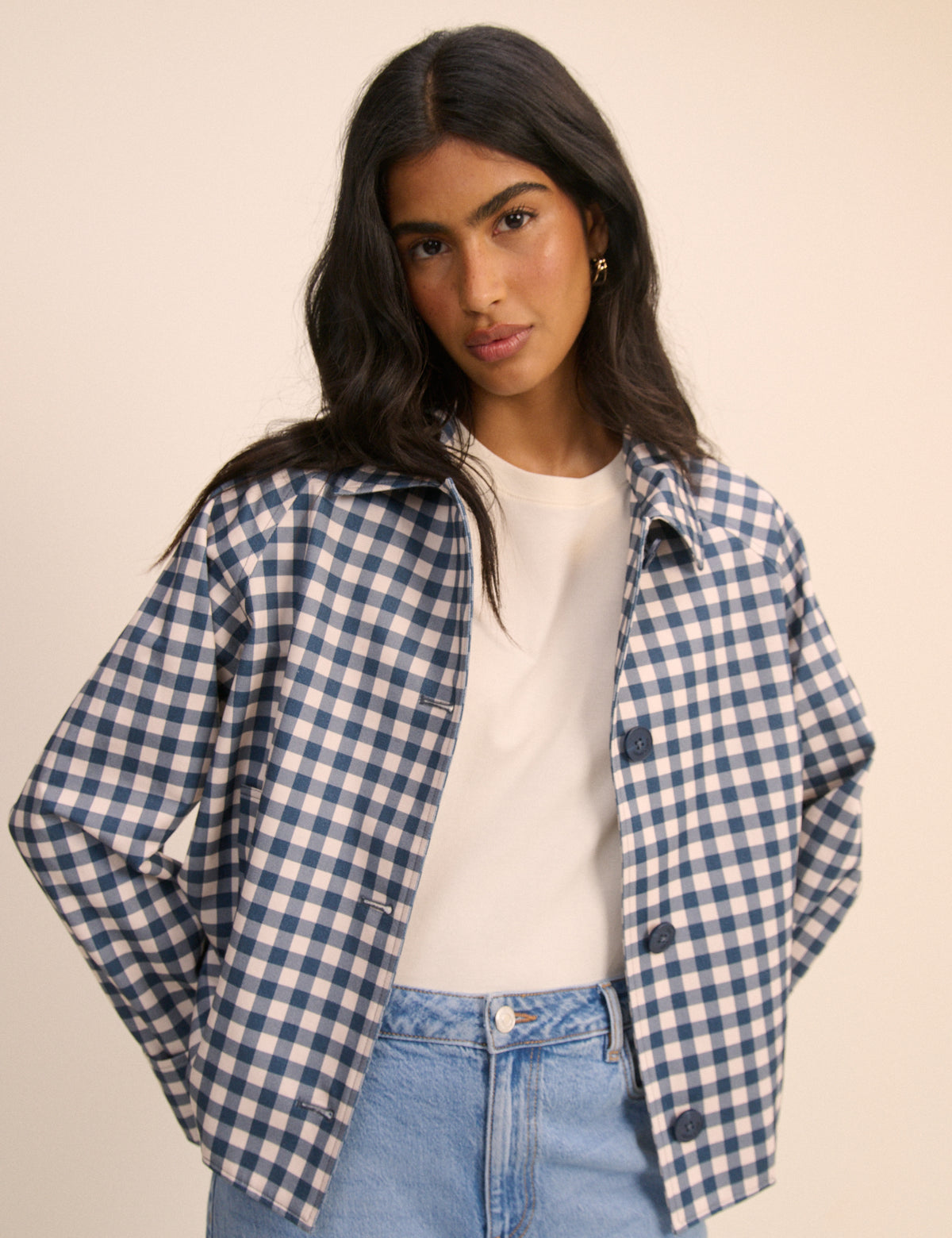Blue Gingham Oyanti Swing Jacket