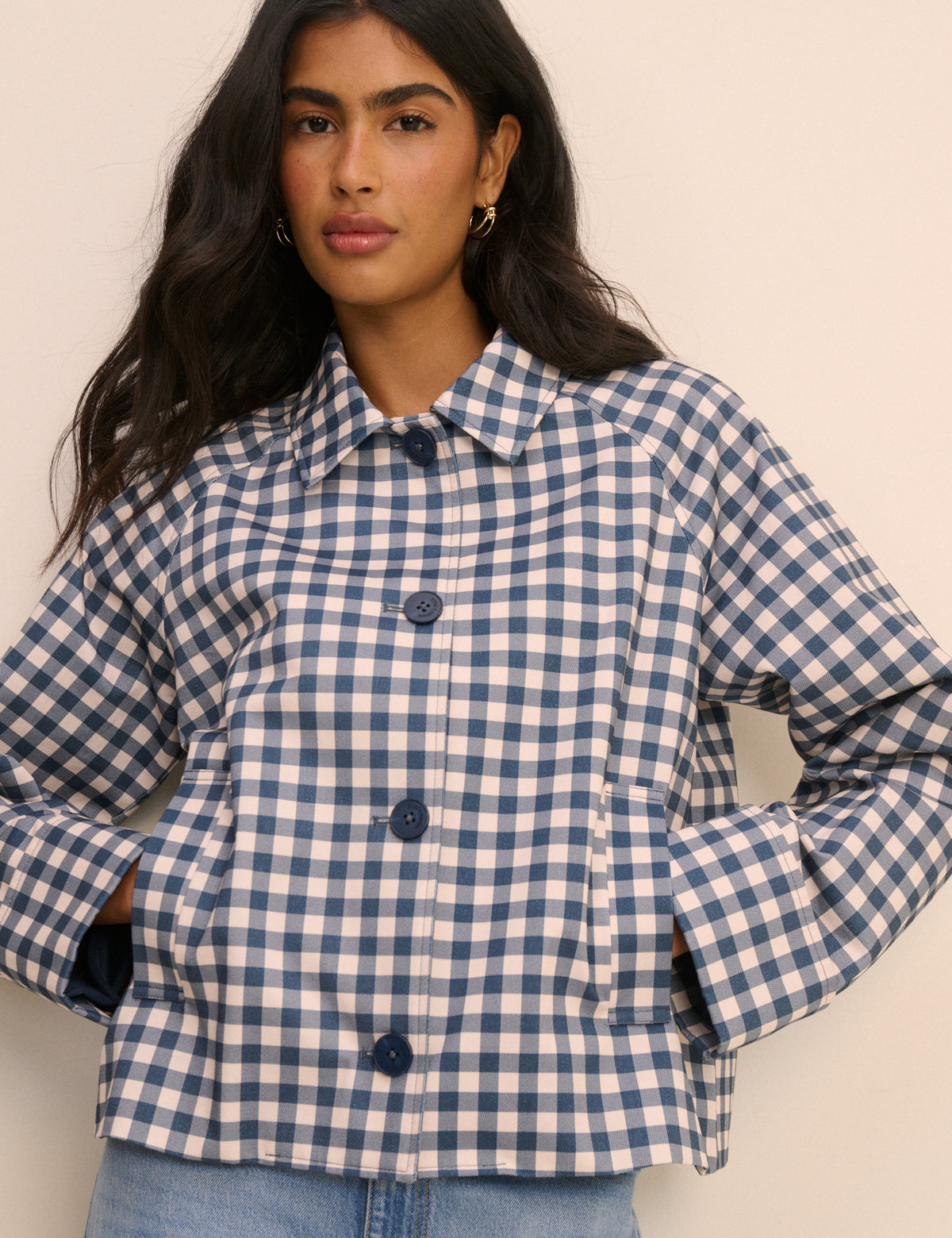 Blue Gingham Oyanti Swing Jacket
