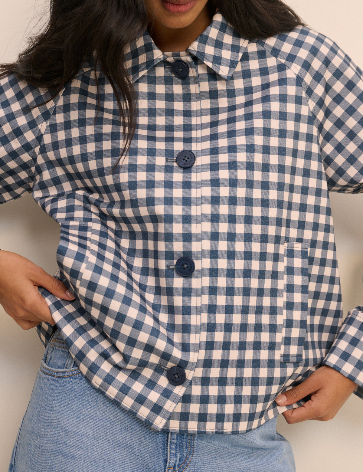 Blue Gingham Oyanti Swing Jacket