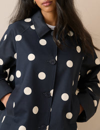 Navy Polka Dot Oyanti Swing Jacket