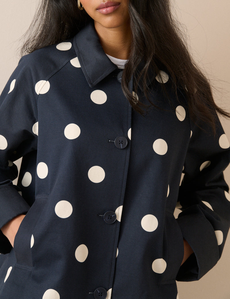 Navy Polka Dot Oyanti Swing Jacket