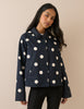 Navy Polka Dot Oyanti Swing Jacket