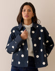 Navy Polka Dot Oyanti Swing Jacket