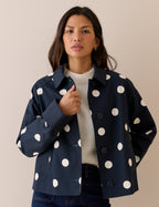 Navy Polka Dot Oyanti Swing Jacket