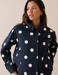 Navy Polka Dot Oyanti Swing Jacket