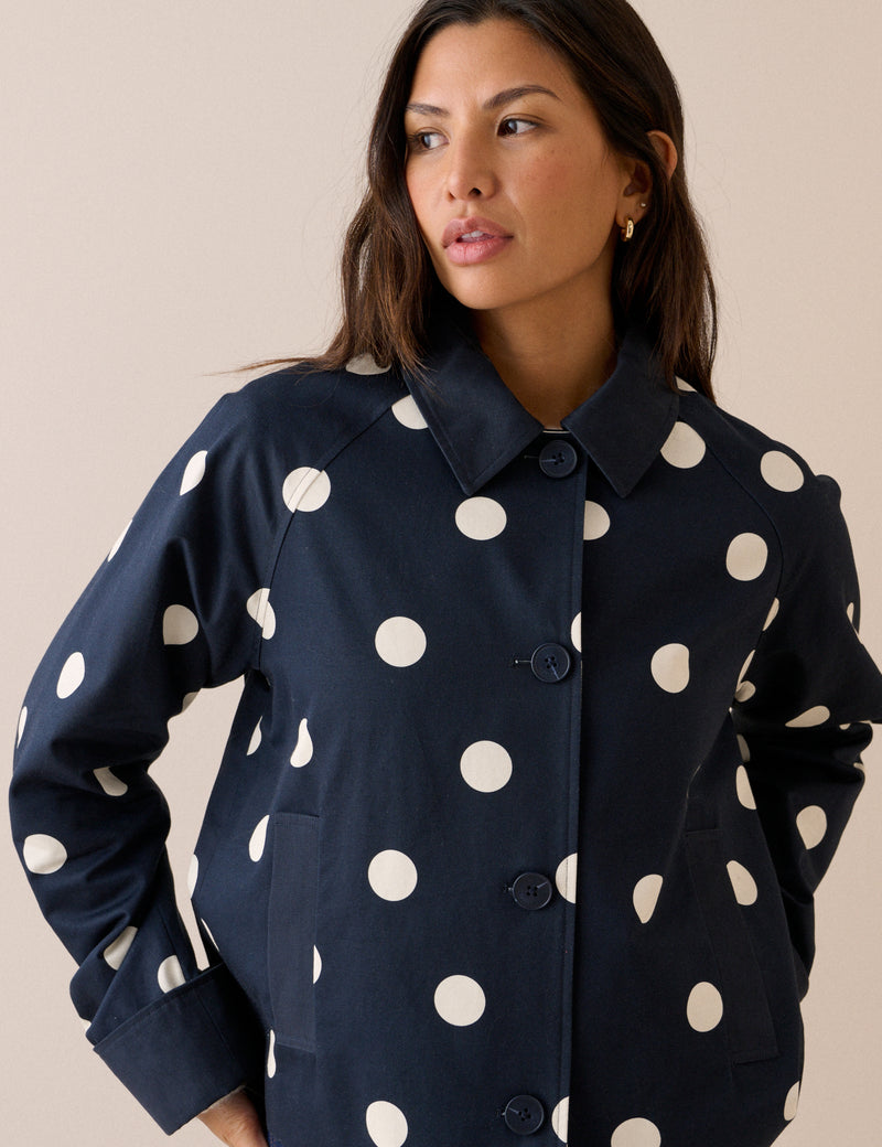 Navy Polka Dot Oyanti Swing Jacket
