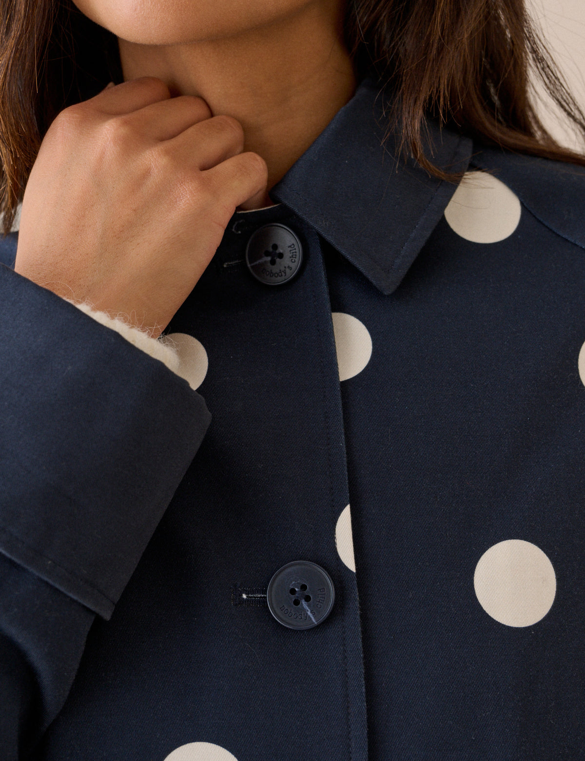 Navy Polka Dot Oyanti Swing Jacket