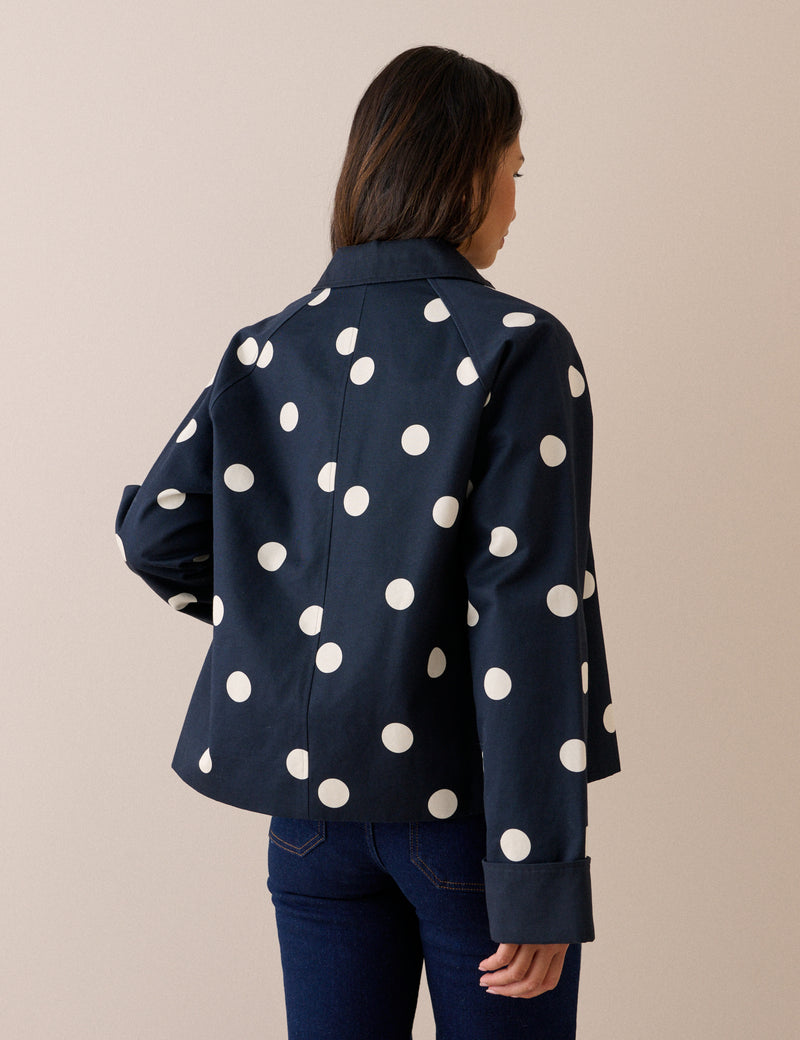 Navy Polka Dot Oyanti Swing Jacket