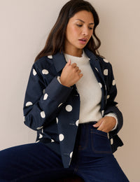 Navy Polka Dot Oyanti Swing Jacket