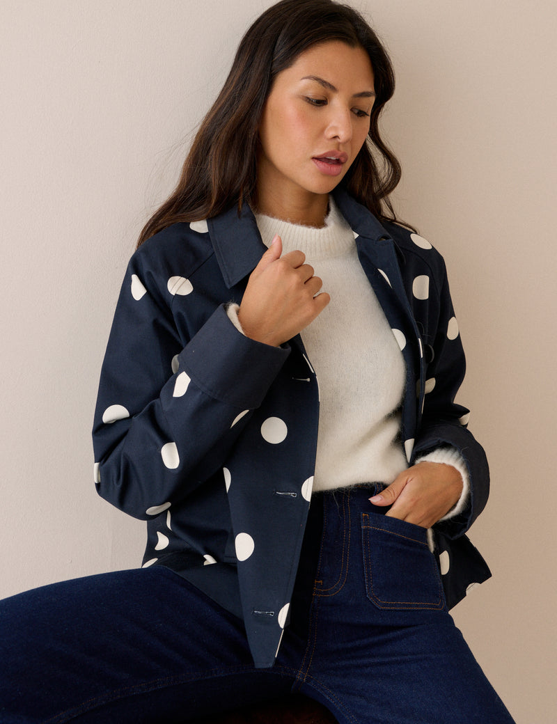 Navy Polka Dot Oyanti Swing Jacket