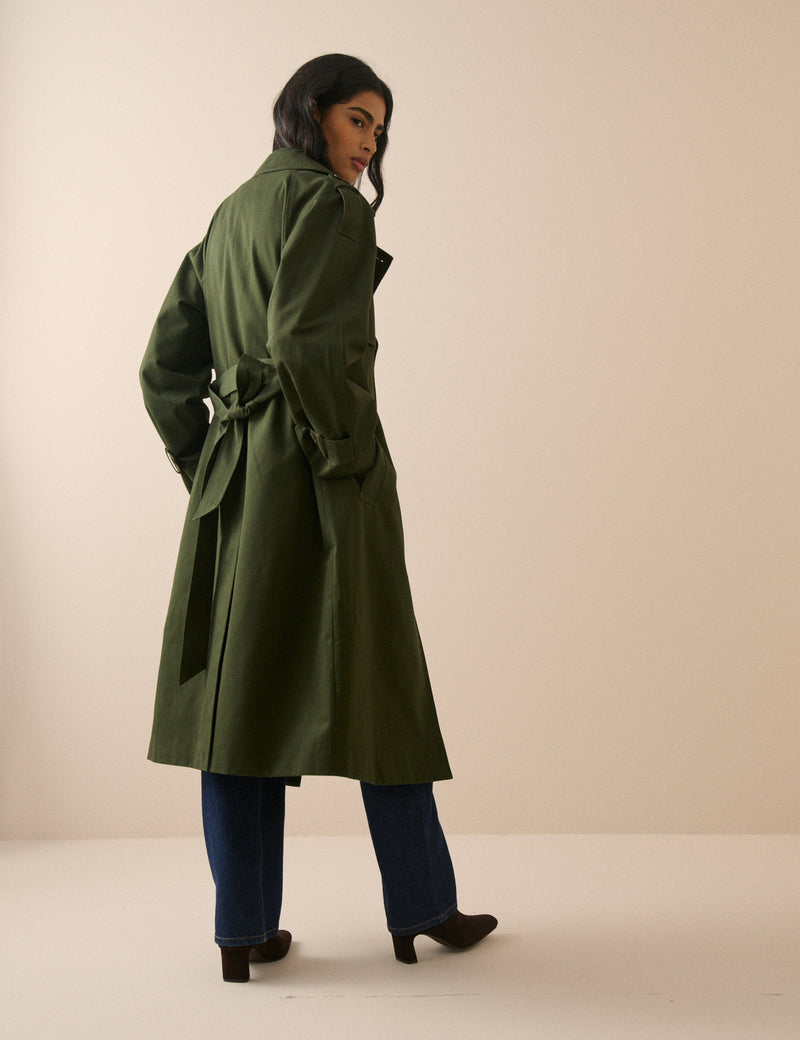 Khaki Double-Breasted Trench Coat