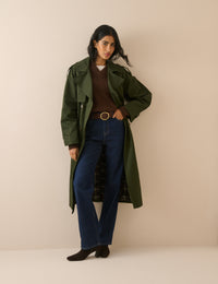 Khaki Double-Breasted Trench Coat