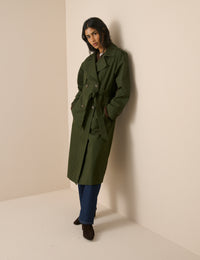 Khaki Double-Breasted Trench Coat