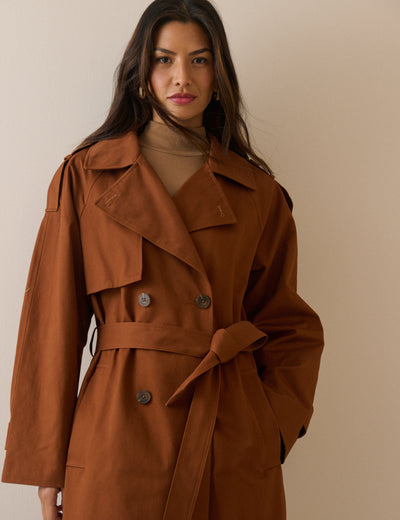 Light Brown Double-Breasted Trench Coat