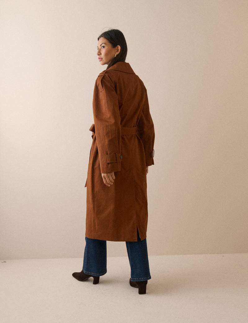 Light Brown Double-Breasted Trench Coat