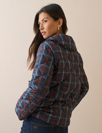 Red and Blue Tartan Quilted Coat