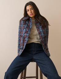 Red and Blue Tartan Quilted Coat