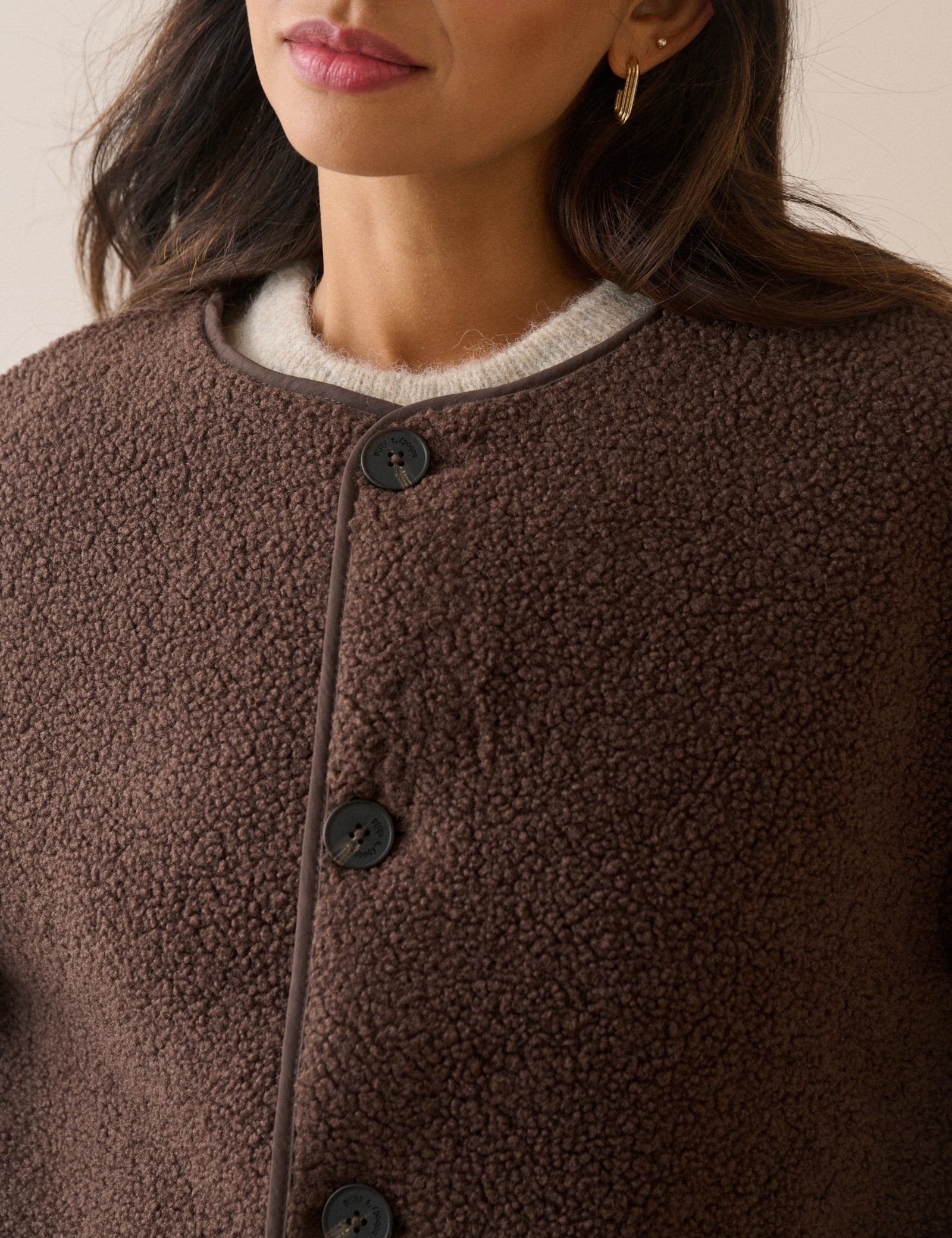 Brown Reversible Quilted Borg Jacket