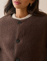 Brown Reversible Quilted Borg Jacket